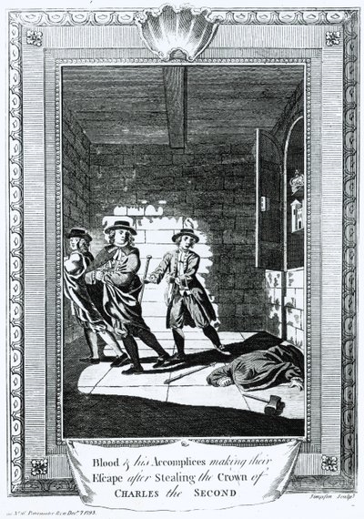 Blood and His Accomplices Making Their Escape after Stealing the Crown of Charles II by T. Simpson